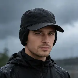 Winter baseball cap with ear petals, wool-lined waterproof cap, outdoor activities adjustable cap for men and women, ear petals for leisure