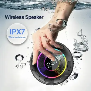 [Portable Wireless Speaker] Bluetooth Speaker with LED Night Light, USB Rechargeable, 10 Hours Playtime, Suitable for Party, Bathroom, Travel and Outdoor, RGB Bathroom Suction Cup Wireless Speaker, HD Sound Quality