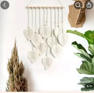 Handmade Wooden Leaves Macrame wall Hanging Decor Hangable Decoration Room