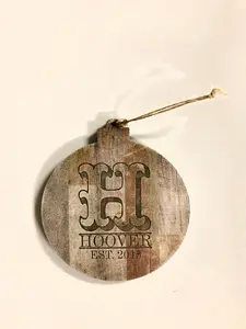 Wood Christmas Tree Ornament with initial and last name