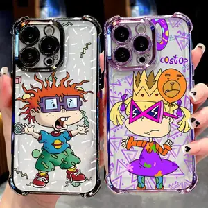 Rugrats Lovely Funny Phone Case for IPhone 17 16 15 14 13 12 11 Pro Max Plus 17Air Samsung galaxy S26 S25 S24 S23 S22 FE Plus Ultra anti-fall mobile design Soft TPU Back Cover Protection Shockproof four-corner airbag mobilephone protective cover
