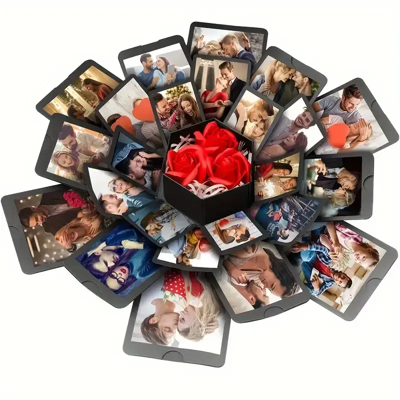 DIY Surprise Explosion Personalizable Beautiful Gift Box with Ribbon, Multi-Layer Self-Adhesive Scrapbook Album, Perfect for Birthday, Anniversary, Wedding, Christmas