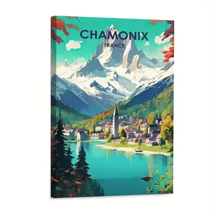 2D Flat, 2D Flat, 1pc Framed Canvas Painting [2D Flat] Featuring The Scenery of Chamonix in The French Alps, Measuring 12X18 Inches, Perfect for Decorating Living Rooms, Bedrooms, And Both Indoor And Outdoor Spaces As a Gift	