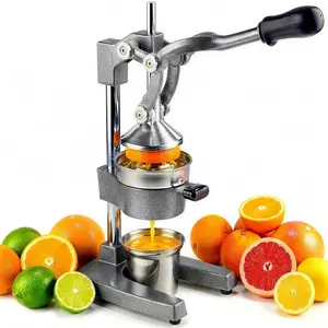 Cast Iron Juicer Hand Press - 13.8LB Heavy Duty Manual Citrus Orange Squeezer, 304 Stainless Steel Cup & Strainer, Professional  Grapefruit Pomegranate Press for  Bar Kitchen, Grey