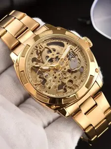 Square Skeleton Automatic Men's Watch, Engraved Movement, Luminous Hands, Mechanical, Luxury Stainless Steel