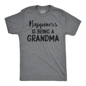Happiness Is Being a Grandma Unisex Fit T shirts Gift Idea Funny Family T shirt Mens Funny T Shirts Cool Vintage Fashion T-Shirt Gift Classic Menswear Mother's Day Apparel for Men Funny Grandma Short Sleeve