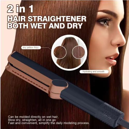 Airflow Styler 3-in-1 Curling Wand & Titanium Flat Iron Hair Straightener Dryer Professional Hair Curler with Cooling Air Vents | Dual Voltage & Adjustable Temp Hair Dryer