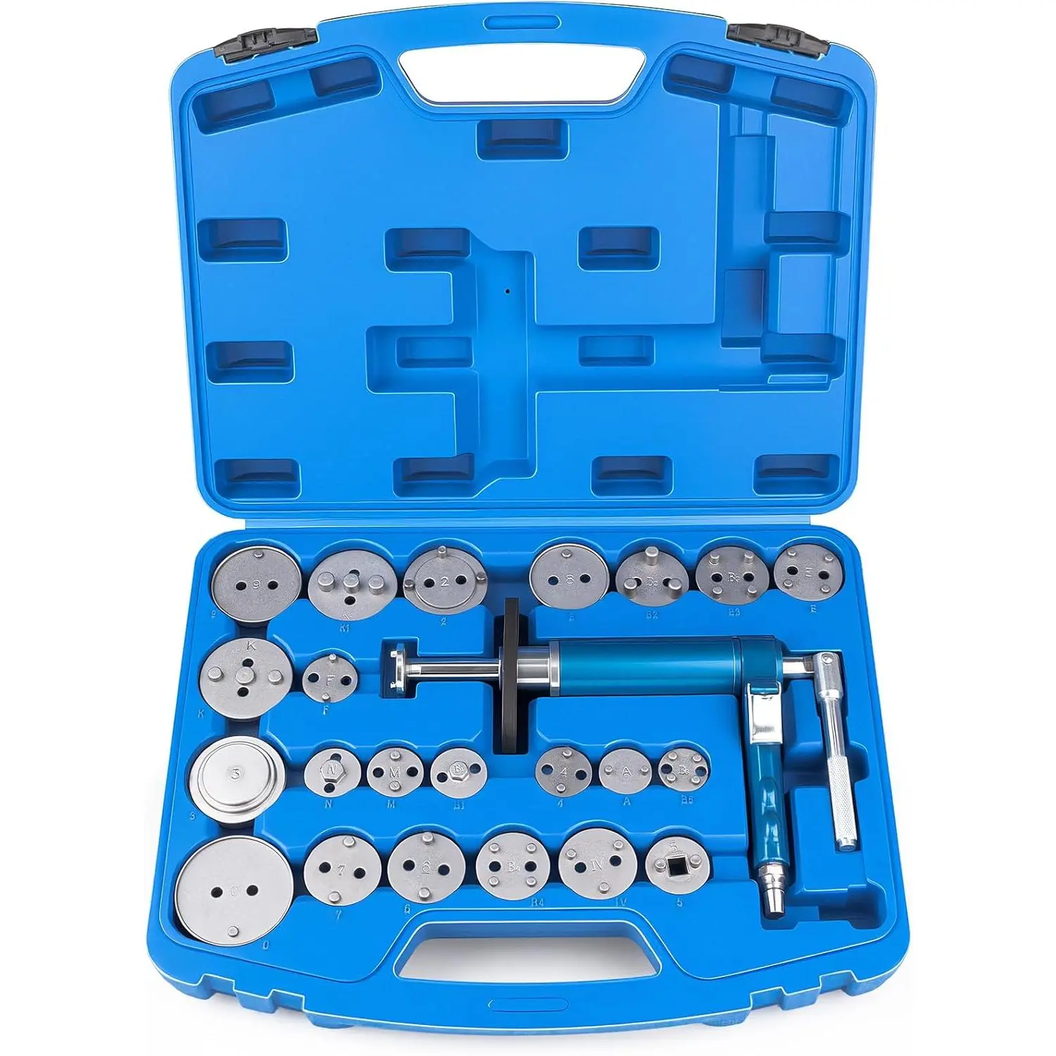 23PCS Pneumatic Brake Caliper Compression Tool Kit, Air Operated Brake Piston Wind Back Tool Set with Adapters for Brake Pad Replacement, Suitable for Automotive Maintenance and Repair
