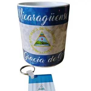 Nicaragua 505 Taza de 11 oz con diseño de la Bandera de Nicaragua con frase: "Nicaragüense por Gracia de Dios"