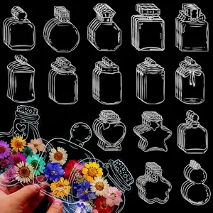 DIY Bookmarks, 60PCS Large Size Transparent Dried Flower Bookmarks Flower Maker Handmade DIY Transparent Beautiful Page Drift Bottle Book Markers