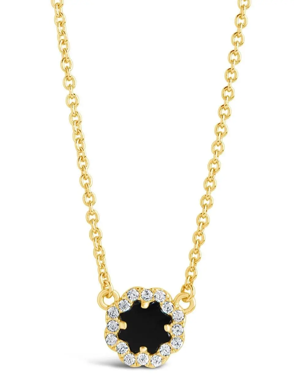 CZ Bezel Rose Petal Pendant Necklace CZ Bezel Rose Petal Pendant Necklace