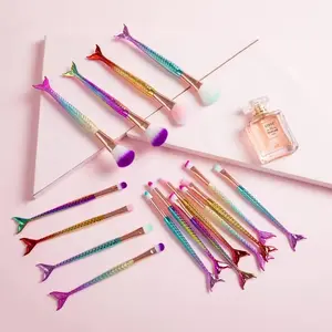 Nostalgic Glam Mermaid Makeup Brush Set - Professional Face and Eye Brushes for Flawless Application