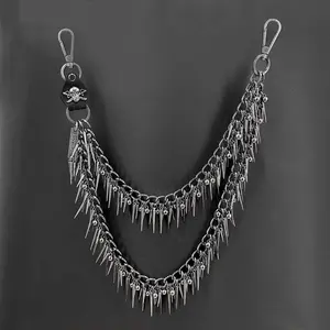 Cool Skeleton Punk Rock Hip Hop Jeans Pants Chain Nail Chain Keychain Men