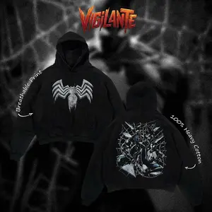 [VIGILANTE] The Dark Symbiote Heavy Cotton Hoodie Hoodie Zip T-Shirt For Comic Fans Menswear Geek Outfit Graphic Tee DTG Breathable Print