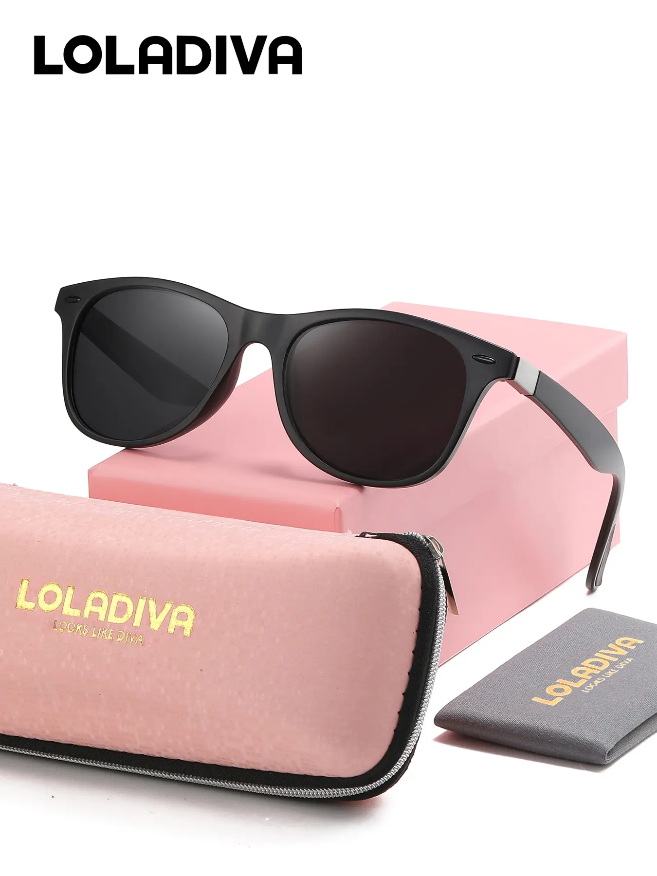 LOLADIVA Unisex Urban Style Full Frame Sunglasses Classic Design Square Frame Polarized Sunglasses UV400