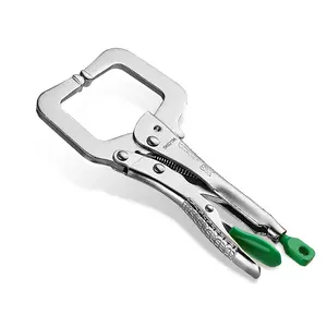 SK C-Clamp Locking Pliers with Regular Jaws, Premium CR-V Construction, Ergonomic Anti-slip Handle