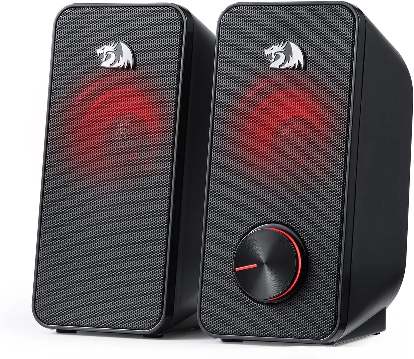 GS500 Stentor PC Gaming Speaker, 2.0  Stereo Desktop Computer Speaker with Red Backlight, Quality Bass and  Clear Sound, USB  with a 3.5mm Connector