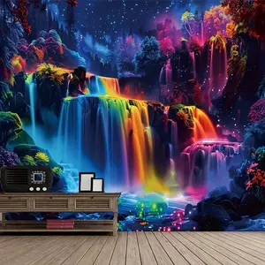 1 piece, Vibrant Jungle Waterfall Scenery Tapestry - Polyester Material, Peach Skin Wall Hanging, Suitable for Living Room, Bedroom, Dormitory Decoration