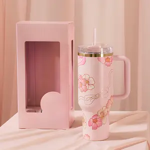 Valentine's Day Limited Edition 40 0z H2.0 Tumbler withHandle, Double Walled Vacuum Insulated Stainless SteelWater Bottle, Premium Summer Drinkware Mug