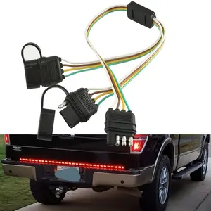 4 Way Y-Splitter Plug, Universal For Tailgate Light Bar And Trailer Lights Plug & Play Adapter Extension Harness Wiring Plug, 4 Pin Connectors,  Two 4-pin plugs, 4-pin socket, trailer connector.