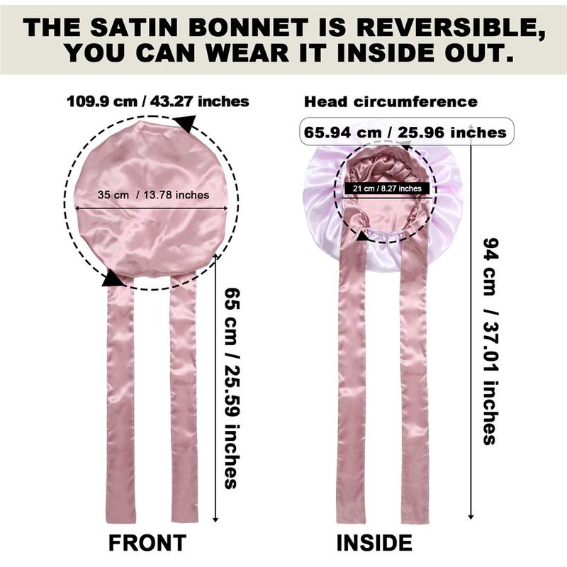 Double-Layer Solid Color Satin Bonnet Silk Like Texture Sleeping Cap for Women Curly Hair Wrap Adjustable Reversible with Tie Band Nightcap Bonnets Double-Layer Solid Color Satin Bonnet Silk Like Texture Sleeping Cap for Women Curly Hair Wrap Adjustable Reversible with Tie Band Nightcap Bonnets