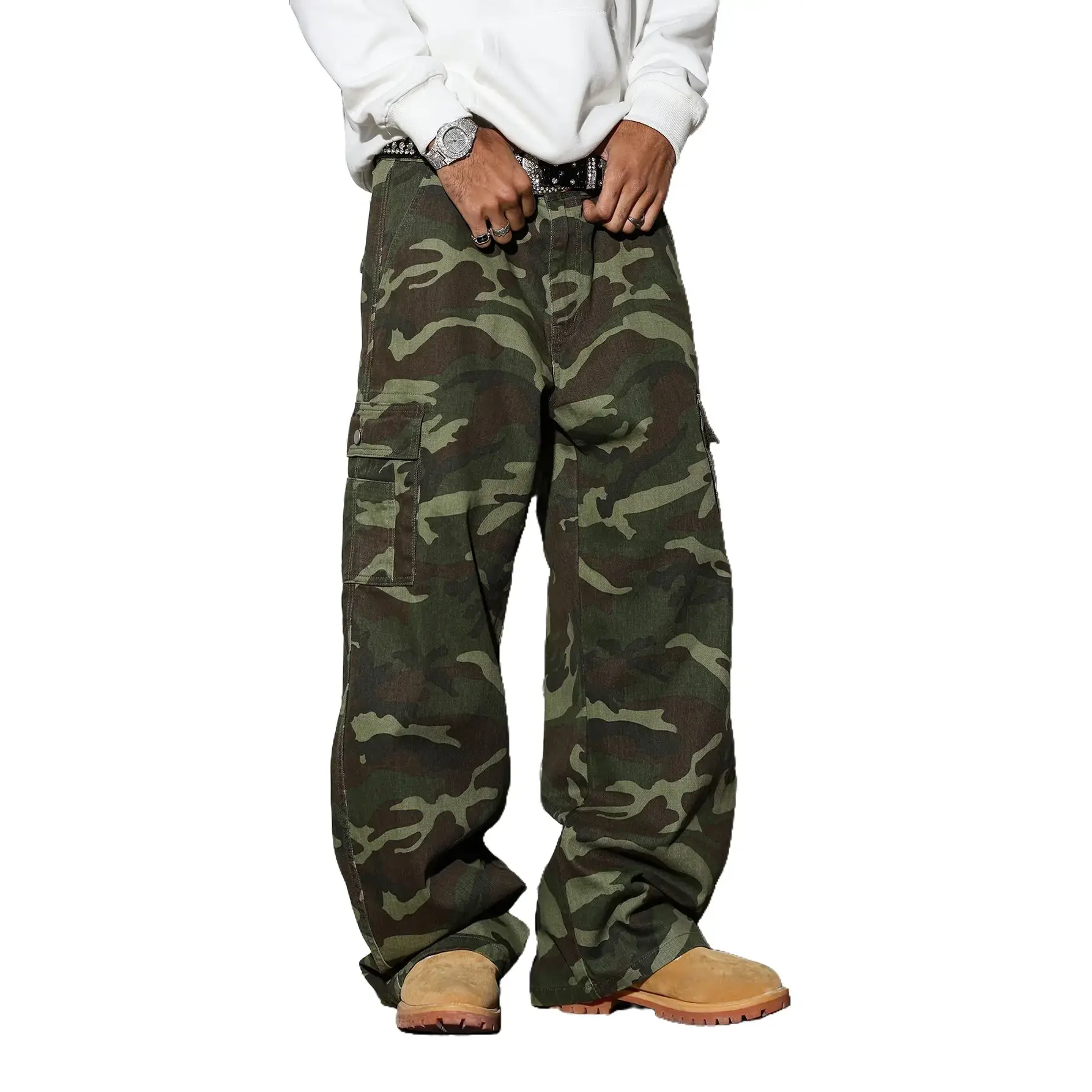 Men's Tactical Cargo Extra Baggy Pants,Multi-Pocket Techwear Trousers,Y2K Streetwear Loose Fit Cargoes,Adjustable Zipper Casual Utility Pants,Baggy Wide Leg Sweatpants