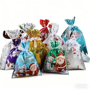 18 Christmas gift bags - various sizes, featuring colorful designs and labels, for wrapping and decorating party gifts during the holiday season (includes Christmas cards)