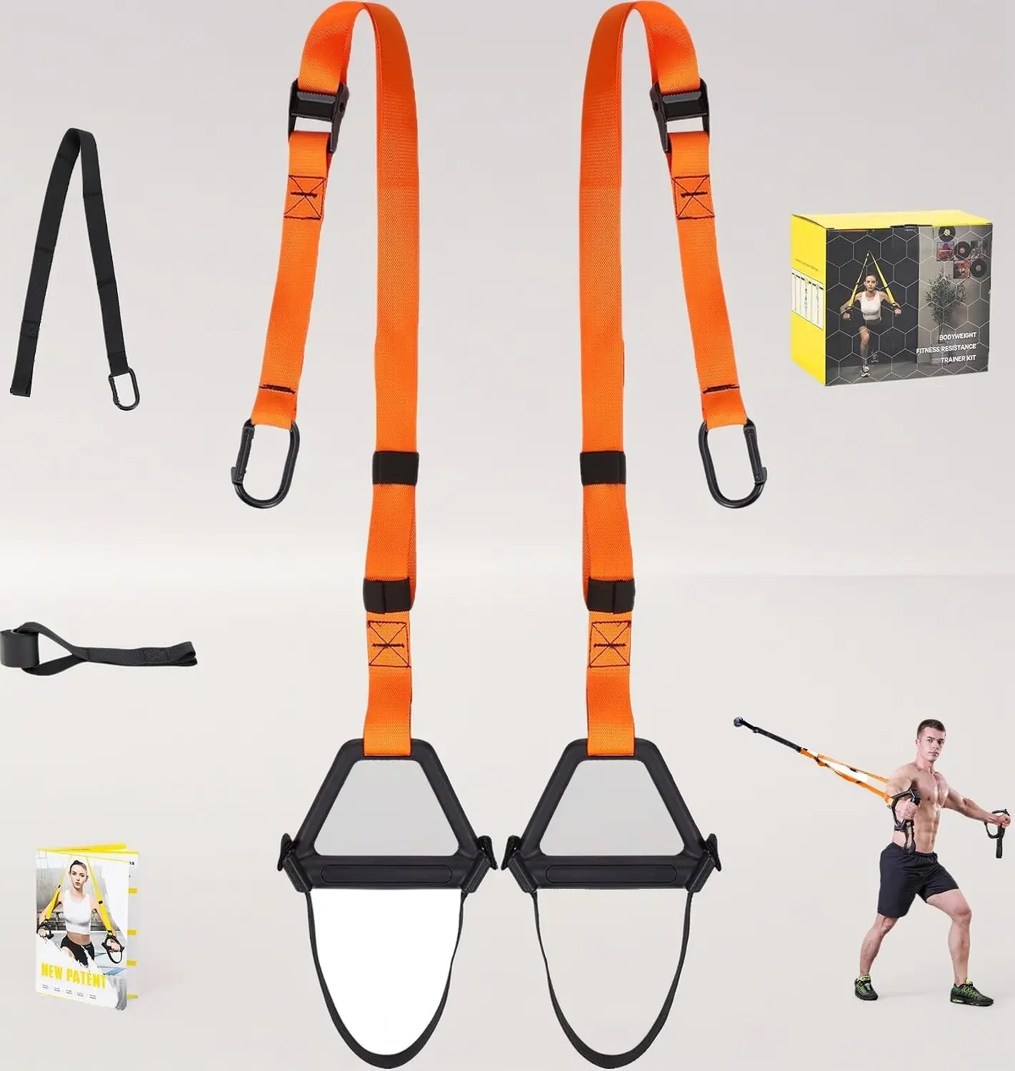 Bodyweight Resistance Training Straps,Training straps Complete Home Gym Fitness Trainer kit for Full-Body Workout Easy Setup Gym Home Outdoors