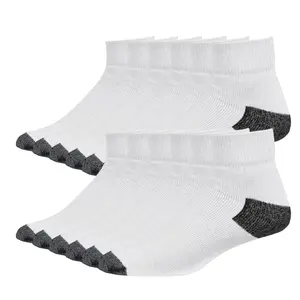 12 Pairs Premium Cotton Quarter Socks Quality Athletic Sport Workout Breathable Elastic Ankle Socks Unisex Compress Running Comfort Cozy Sweat-absorbing Anti-Slip Crew Socks Comfy Solid Soccer Mid Calf Socks Chicano Value Pack