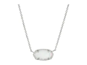 Kendra Scott Signature Elisa Rhodium Plated and White Kyocera Opal Pendant Necklace - 4217714172