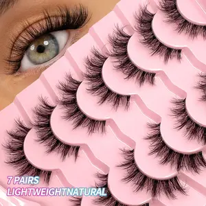 7 Pairs Natural Look False Eye Lashes With Clear Band Wispy Fluffy And Soft Faux Mink Lashes Makeup Extension Eyelash Extensions