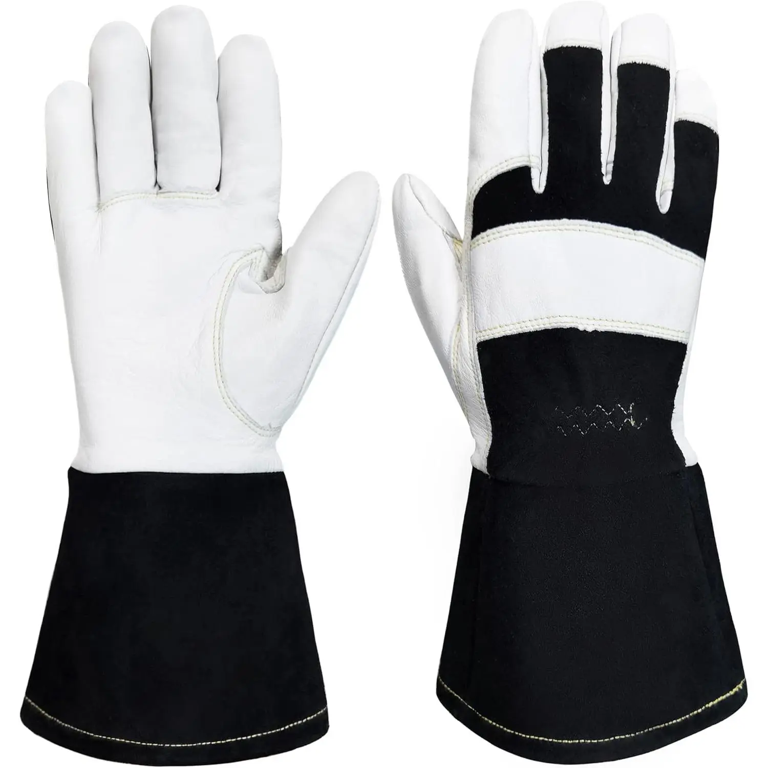 Premium Goatskin Welding Gloves, High Dexterity, Spark-Resistant, True Fit, Tig Welding Compatible, Long Cuff