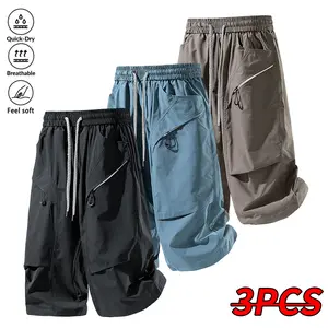 3PCS Men’s Lightweight Casual Shorts – Drawstring waist, side pocket design, breathable fabric; suitable for basketball, running, the beach, and outdoor sports; casual shorts, athletic gear, regular fit, comfortable fit; a must-have for fitness enthusiast