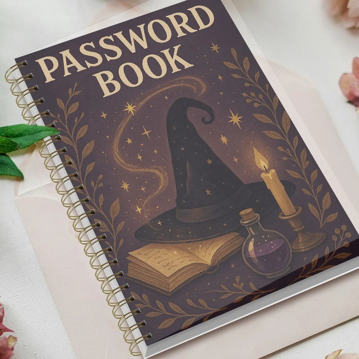 A5 Password Notebook, Creative Wizard Theme Coil Binder, Thick Paper, Portable Website Account Manager, Student Office Use
