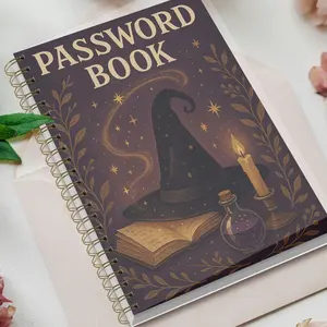 A5 Password Notebook, Creative Wizard Theme Coil Binder, Thick Paper, Portable Website Account Manager, Student Office Use