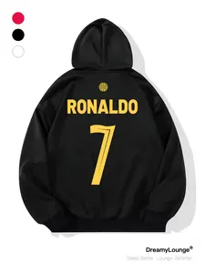 Men's World Cup Ronaldo Print Long Sleeve Hoodie, Casual Sporty Hooded Sweatshirt, Home Wear, Daily Outdoor, Street Style, Fall & Winter, Casual Sports Hoodie