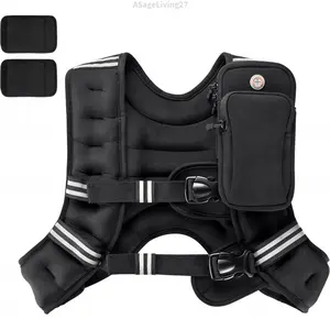 Weighted Vest,6lb/10lb/12lb/16lb/20lb/25lb/30lb Weight Vest with Reflective Stripe, Body Weight Vests Adjustable for Men, Women Workout, Strength Training, Running, Walking, JoggingASageLiving27