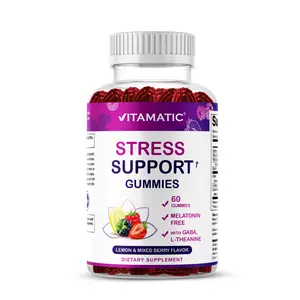 Vitamatic Stress Relief Gummies with GABA, L-Theanine, Lemon Balm – Lemon & Mixed Berry Flavor – 60 Gummies Vitamatic Stress Relief Gummies with GABA, L-Theanine, Lemon Balm – Lemon & Mixed Berry Flavor – 60 Gummies