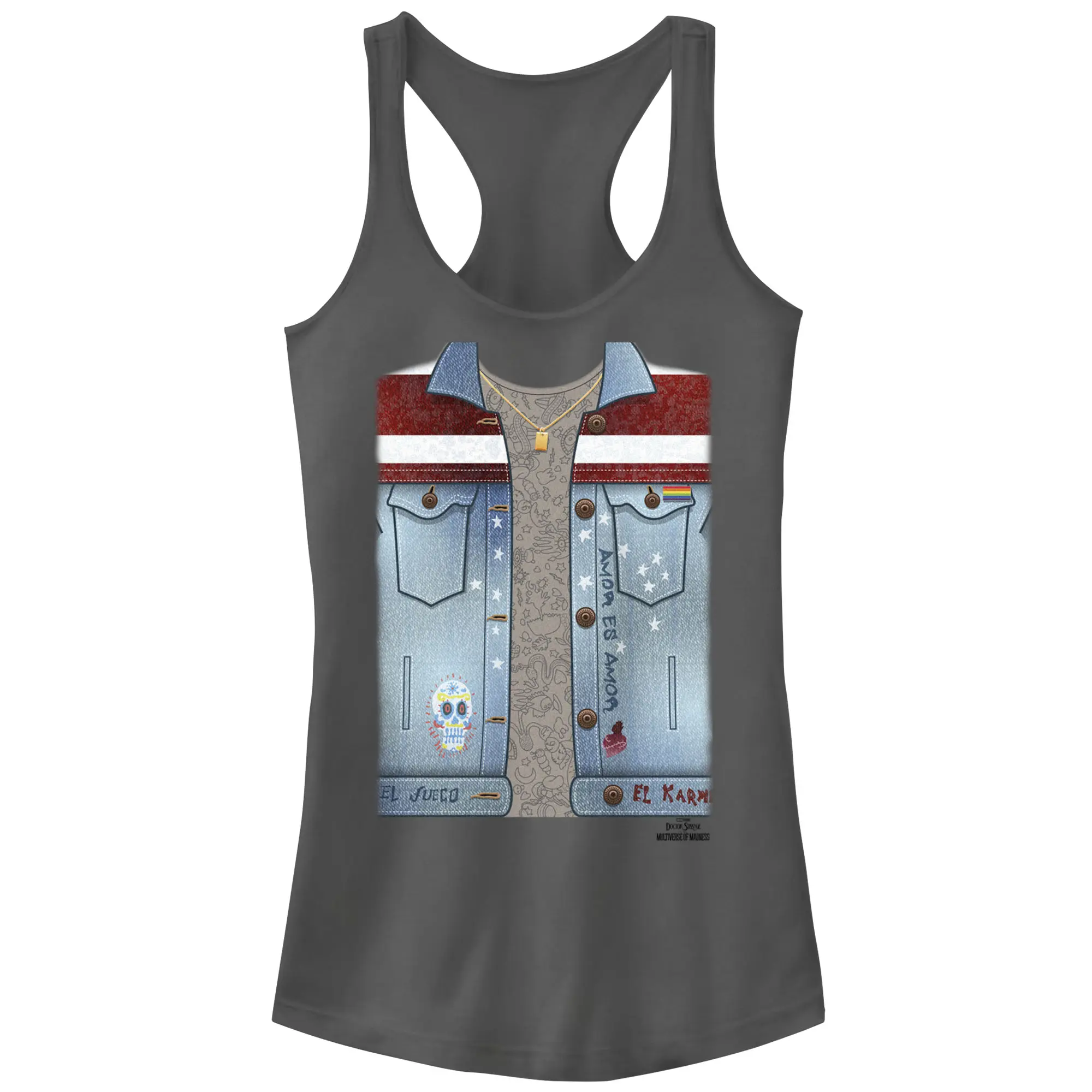 Juniors Womens Marvel Doctor Strange in the Multiverse of Madness America Chavez Costume Racerback Tank Top