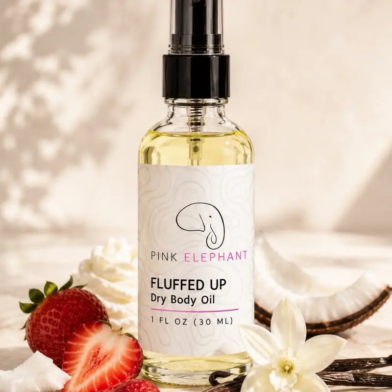 Fluffed Up Body Oil 4 oz - Whipped Strawberry Coconut | Hydrating | Lightweight