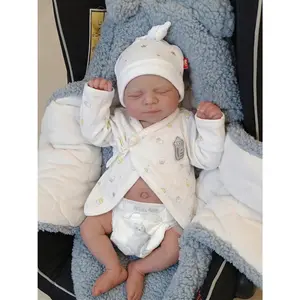 45 CM Real Life Reborn Baby Dolls Boy Eyes Closed with Realistic Veins, 18 Inch Lifelike Poseable Anatomically Correct Newborn Sleeping Silicone Baby Dolls Full Body Soft Vinyl for Kids