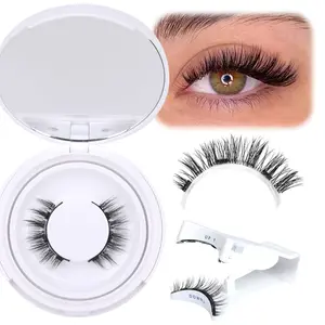 Fluffy False Eyelashes - No Glue Needed Magnetic Lashes Natural Strip  Cat Eye , Black Magnetic Reusable False Eyelash high quality  Makeup Cosmetic eyeliner-free magnetic eyelash evil  lashes magnetic false eyelash