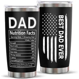 Fathers Day Dad Gifts for Men- 20Oz Stainless Steel Tumbler Indoor Outdoor Work Essentials Leakproof Camping Gym Office Cup with Lid and Straw Birthday Gifts for Him Stepdad Husband Dad Uncle