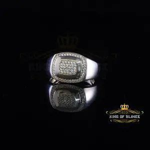 King Of Bling's1.00ct Iced Out White Cubic Zirconia Fashion Luxury Big Ring For Men Size 11