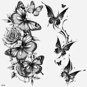 Floral Butterfly Temporary Tattoo Stickers, Waterproof Long-Lasting Fake Tattoos, Easy Application, Party Elegant Body Art Accessories