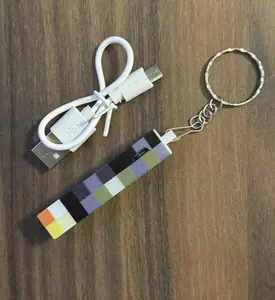Pixel Torch Keychain, Fashion Accessory, Costume Jewelry Accessory