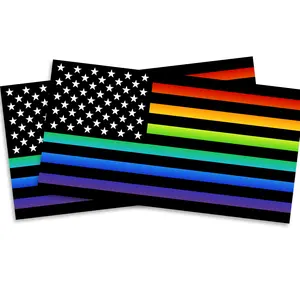 Pride USA Flag Magnet- LGBTQ American Flag Rainbow Magnet - Patriotic LGBT Decor - Car Truck Fridge Gifts Magnet Metal Surface - 5 Inch 2 Pack - PLTM0001