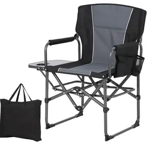 Garvee Camping Chair with Side Table & Storage, Portable Folding Chair for Lawn, Fishing, Sports Events, 400 LB Capacity