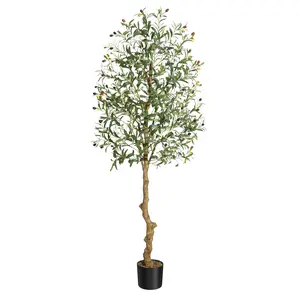Artificial Olive Tree Faux Potted Olive Plant, Fake Olive Branches and Fruits Artificial Tree Perfect for Home Decor, Indoor Living Room, Office, and Tropical Faux Plant