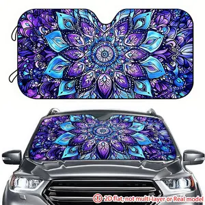 1pc blue purple gradient Mandala car sun visor 2D high-definition printing, car sun visor effectively blocks sunlight, suitable for SUV, General Motors, RV front windshield decoration